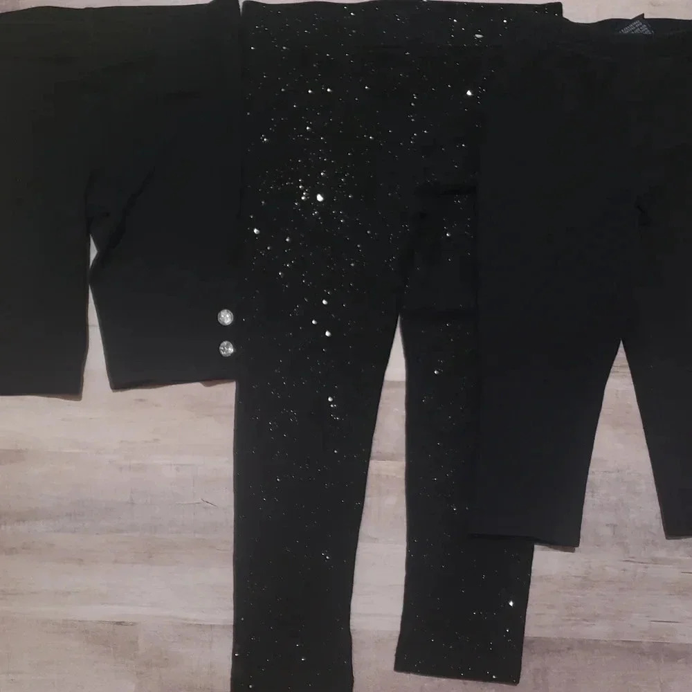 Toddler girl leggings and biker shorts bundle size‎ 4t, 4, 4-5; black, glitter